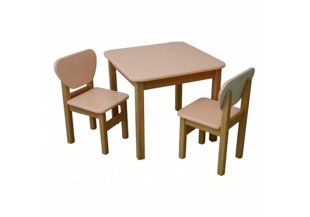 Комплект детский стол и 2 стульчика дерево/пленка МДФ персиковый - Фото №1