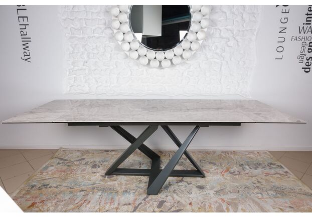 Стол обеденный FLEETWOOD NEW (160/240*90*75cmH) керамика светло-серый глянец - Фото №1
