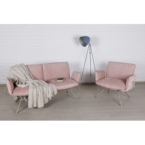 Лаунж - кресло GRANADA (93.5*69*81.5 cm текстиль) пудровый - Фото №7