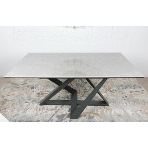 Стол обеденный FLEETWOOD NEW (160/240*90*75cmH) керамика светло-серый глянец - Фото №3