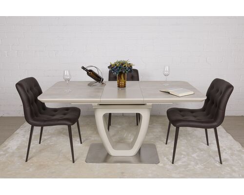 Стол обеденный TORONTO (120+(40)*80*76 керамика) беж - Фото №1