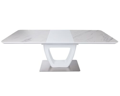Стол обеденный TORONTO (160+(50)*90*76) керамика белый мат - Фото №1