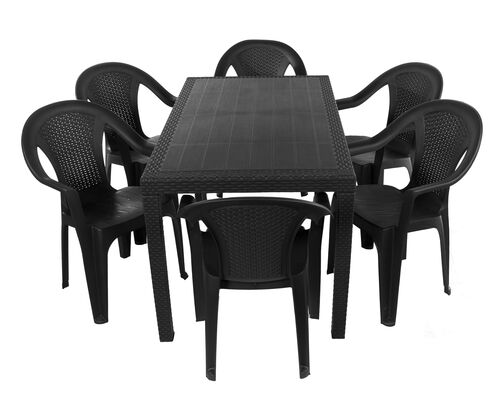 Набор стол Joker+6 кресел Ischia антрацит - Фото №1