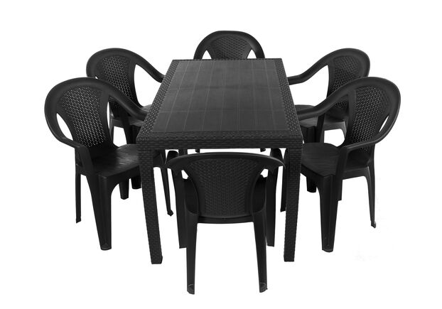 Набор стол Joker+6 кресел Ischia антрацит - Фото №1