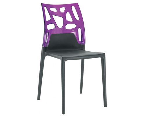Кресло барное пластиковое Ego-Rock верх прозрачный пурпур/сиденье черное  - Фото №1