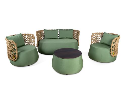 Комплект мебели Гелиос (диван, 2 кресла, кофейный столик) зеленый - Фото №1