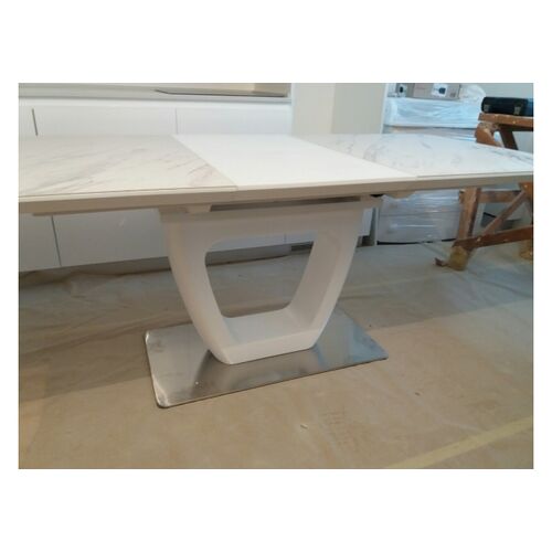 Стол обеденный TORONTO (160+(50)*90*76) керамика белый мат - Фото №5