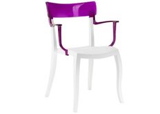 Кресло барное пластиковое Hera-K  верх прозрачно-пурпурный/сиденье белое