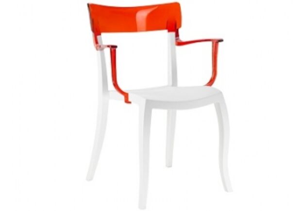Кресло барное пластиковое Hera-K  верх прозрачно-красный/сиденье белое - Фото №1