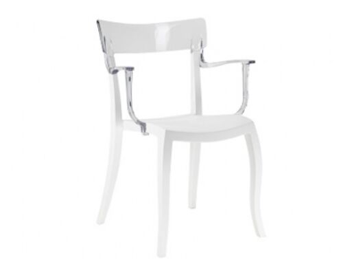 Кресло барное пластиковое Hera-K  верх прозрачный/сиденье белое - Фото №1