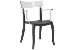 Кресло барное пластиковое Hera-K  верх прозрачный/сиденье черное