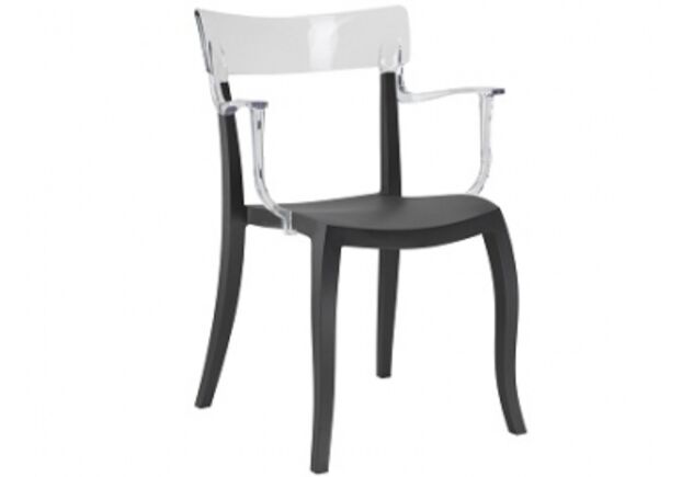 Кресло барное пластиковое Hera-K  верх прозрачный/сиденье черное - Фото №1