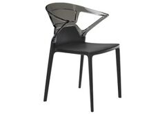 Кресло барное пластиковое Ego-K верх прозрачно-дымчатый/сиденье черное