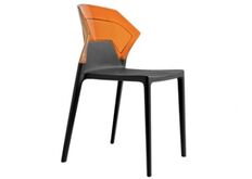Кресло барное пластиковое Ego-S верх прозрачно-оранжевый/сиденье черное
