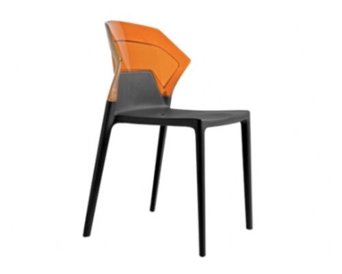 Кресло барное пластиковое Ego-S верх прозрачно-оранжевый/сиденье черное - Фото №1