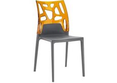 Кресло барное пластиковое Ego-Rock верх прозрачно-оранжевый/сиденье антрацит