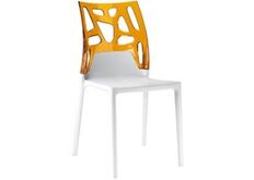 Кресло барное пластиковое Ego-Rock верх прозрачно-оранжевый/сиденье белое