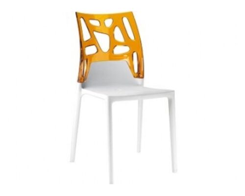Кресло барное пластиковое Ego-Rock верх прозрачно-оранжевый/сиденье белое - Фото №1