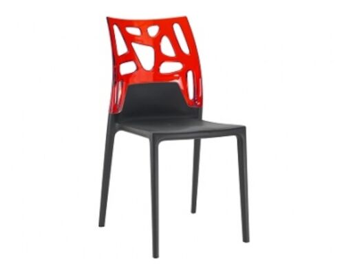 Кресло барное пластиковое Ego-Rock верх прозрачно-красный/сиденье черное - Фото №1