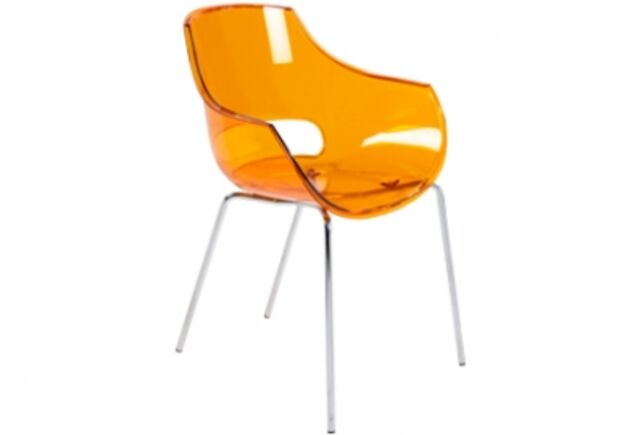 Кресло пластиковое Opal желтое/ ножки хром - Фото №1