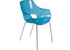 Кресло пластиковое Opal прозрачно-синее глянец/ ножки хром