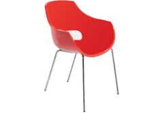 Кресло пластиковое Opal красное глянец/ ножки хром