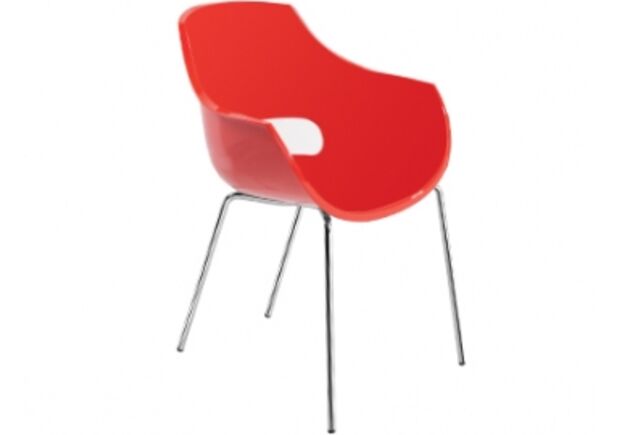 Крісло пластикове Opal червоне глянець/ніжки хром - Фото №1