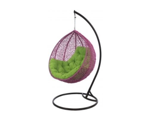 Кресло подвесное Gardi ротанг розовый подушка салатовая - Фото №1