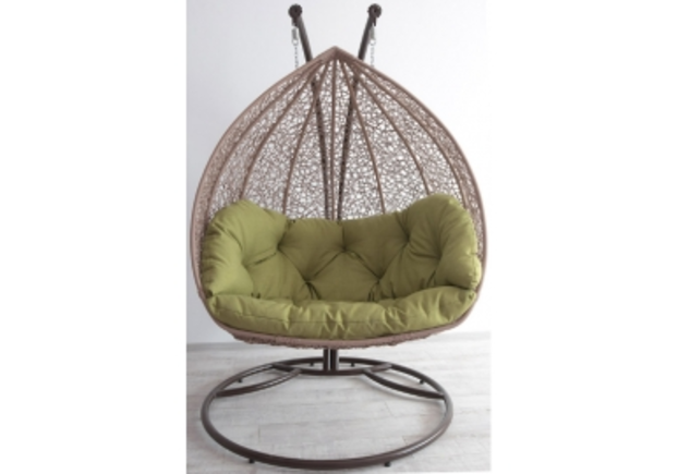 Кресло подвесное Dabl ротанг коричневый кофе (двухместный) - Фото №1