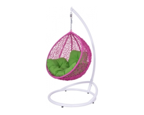 Кресло подвесное детское Gardi Kids ротанг розовый подушка салатовая - Фото №1