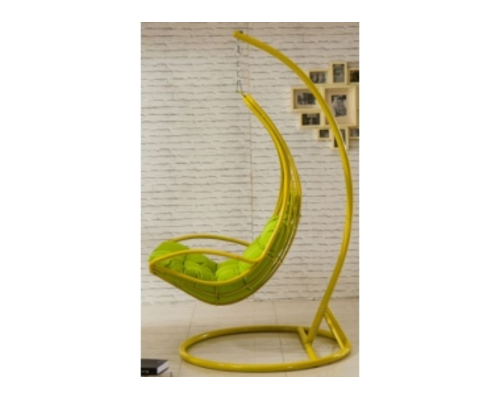 Кресло подвесное Deli сталь цвет желтый подушка салатовая - Фото №1