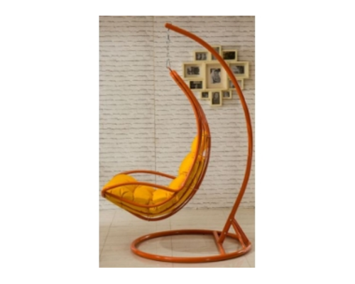 Кресло подвесное Deli сталь цвет коньяк подушка желтая - Фото №1