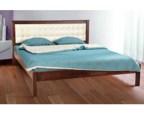 Двуспальная кровать Карина 180х200 см мягкое изголовье темный орех  - Фото №1