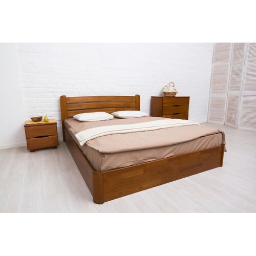 Двоспальне ліжко із бука Софія 160х200 см горіх темний - Фото №4