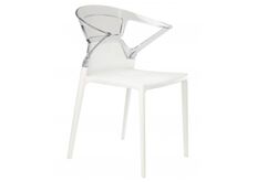 Кресло барное пластиковое Ego-K верх прозрачно-чистый/сиденье белое