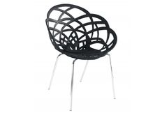 Кресло барное пластиковое Flora-ML сиденье матовое черное/ножки хром