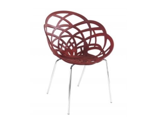 Кресло барное пластиковое Flora-ML сиденье матовое красный кирпич/ножки хром - Фото №1