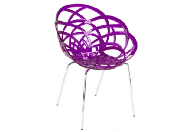 Кресло барное пластиковое Flora-ML сиденье пурпурный прозрачный/ножки хром - Фото №1