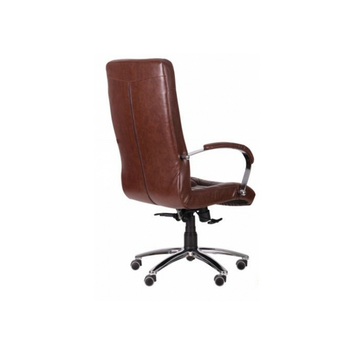 Кресло Парис хром/кожа Люкс комбинированная коричневая - Фото №6