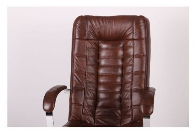 Кресло Парис хром/кожа Люкс комбинированная коричневая - Фото №2