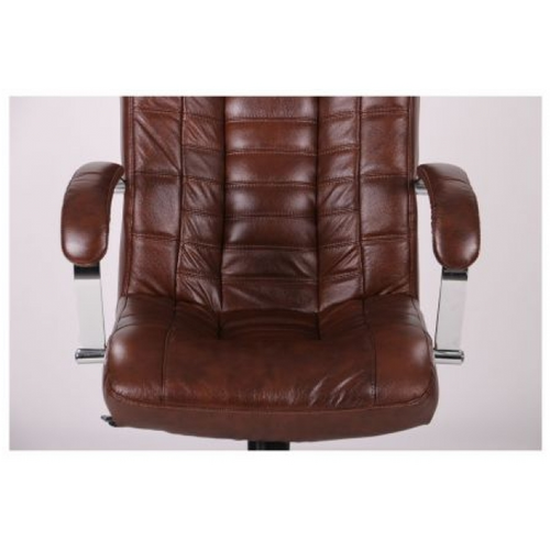 Кресло Парис хром/кожа Люкс комбинированная коричневая - Фото №8