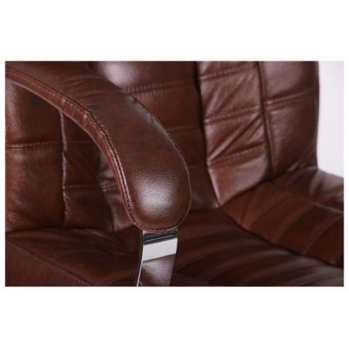 Кресло Парис хром/кожа Люкс комбинированная коричневая - Фото №9
