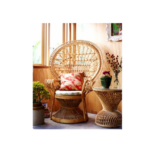 Кресло CRUZO Павлин розовое/натуральный ротанг  - Фото №2