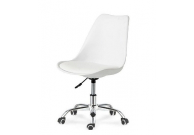 Крісло офісне Астер біле з білою подушкою - Фото №1
