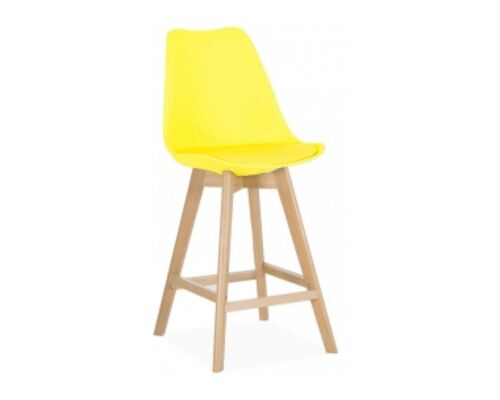 Барный стул Элиос сиденье желтый пластик с подушкой/ножки бук - Фото №1