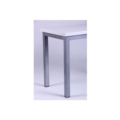 Стол обеденный раскладной Кадис алюминий/меламин белый глянец - Фото №5