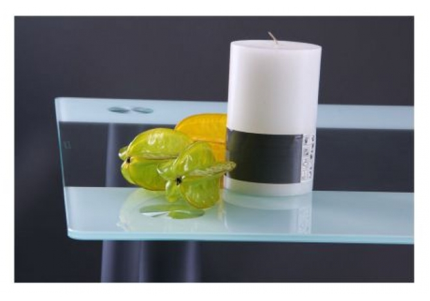 Стол Аттика 1200*800*750 каркас алюминий/стекло прозрачное с белой полосой  - Фото №2