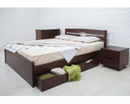 Кровать деревянная с ящиками Ликерия-Люкс 160x200 см темный орех - Фото №1