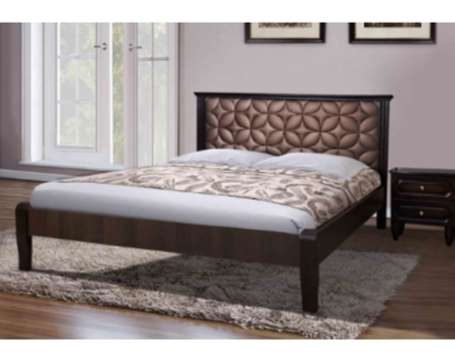 Кровать с мягким изголовьем Рубин 160*200 см  темный орех - Фото №1