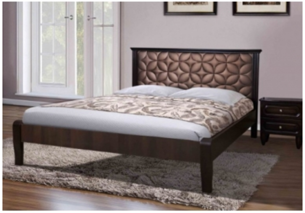 Кровать с мягким изголовьем Рубин 160*200 см  темный орех - Фото №1